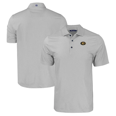 Men's Cutter & Buck Gray Grambling Tigers Pike Eco Tonal Geo Print Stretch Recycled Polo