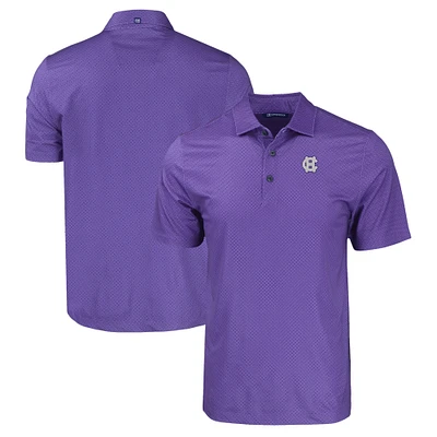 Men's Cutter & Buck Purple Holy Cross Crusaders Pike Eco Tonal Geo Print Stretch Recycled Polo