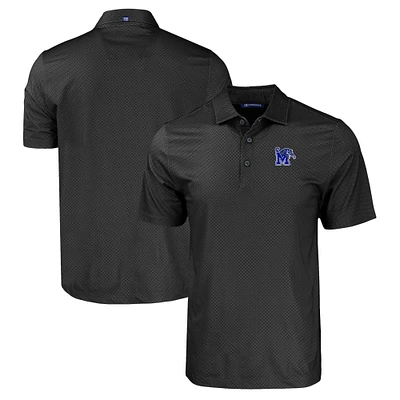 Men's Cutter & Buck Black Memphis Tigers Pike Eco Tonal Geo Print Stretch Recycled Polo