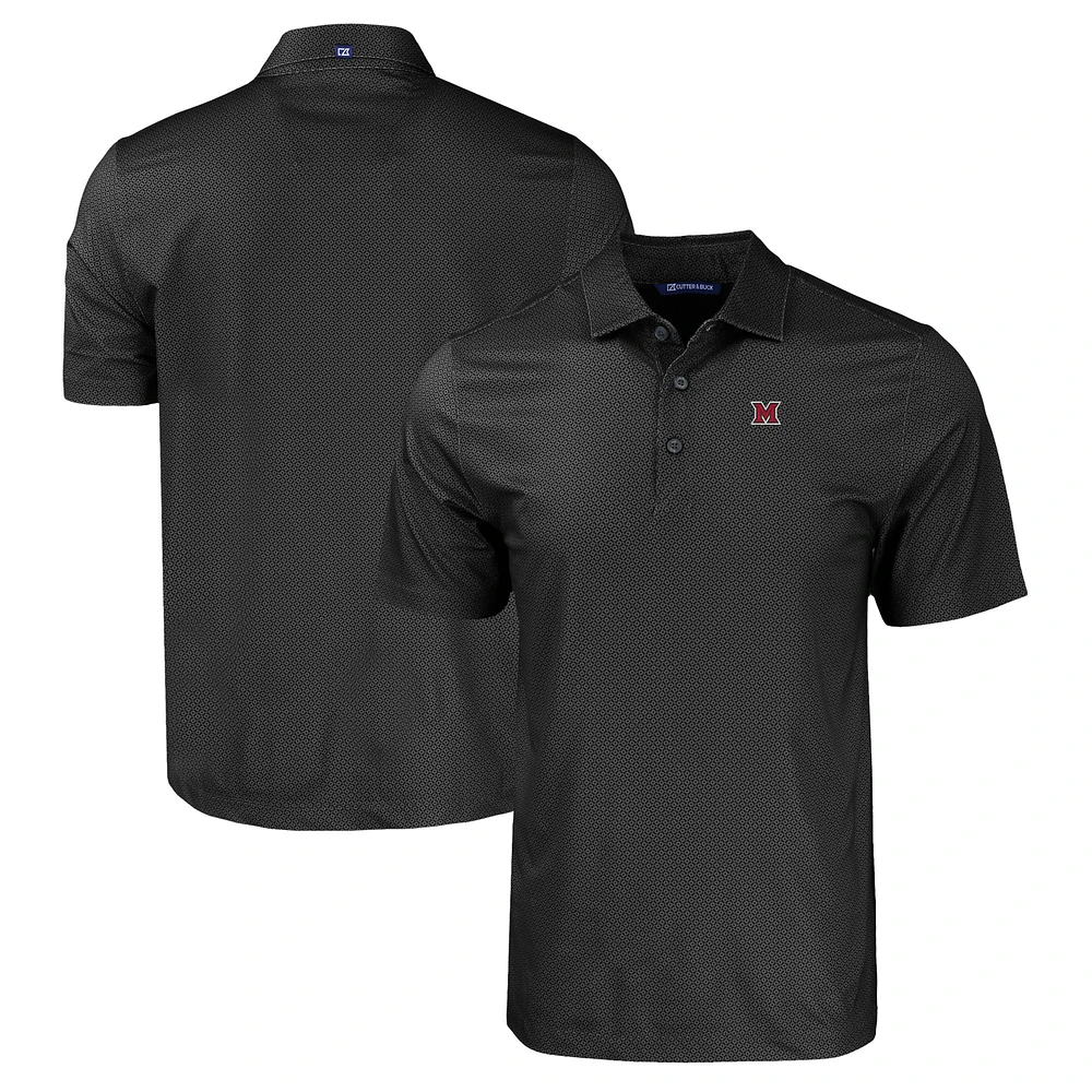 Men's Cutter & Buck Miami University RedHawks Pike Eco Tonal Geo Print Stretch Recycled Polo