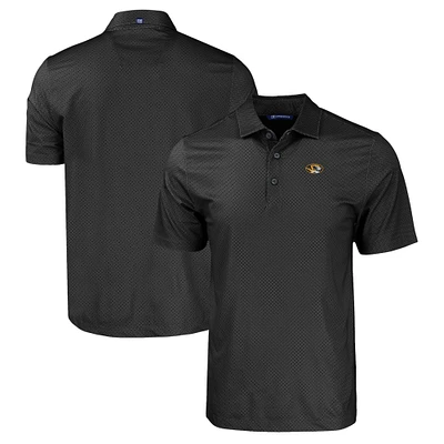 Men's Cutter & Buck Black Missouri Tigers Pike Eco Tonal Geo Print Stretch Recycled Polo