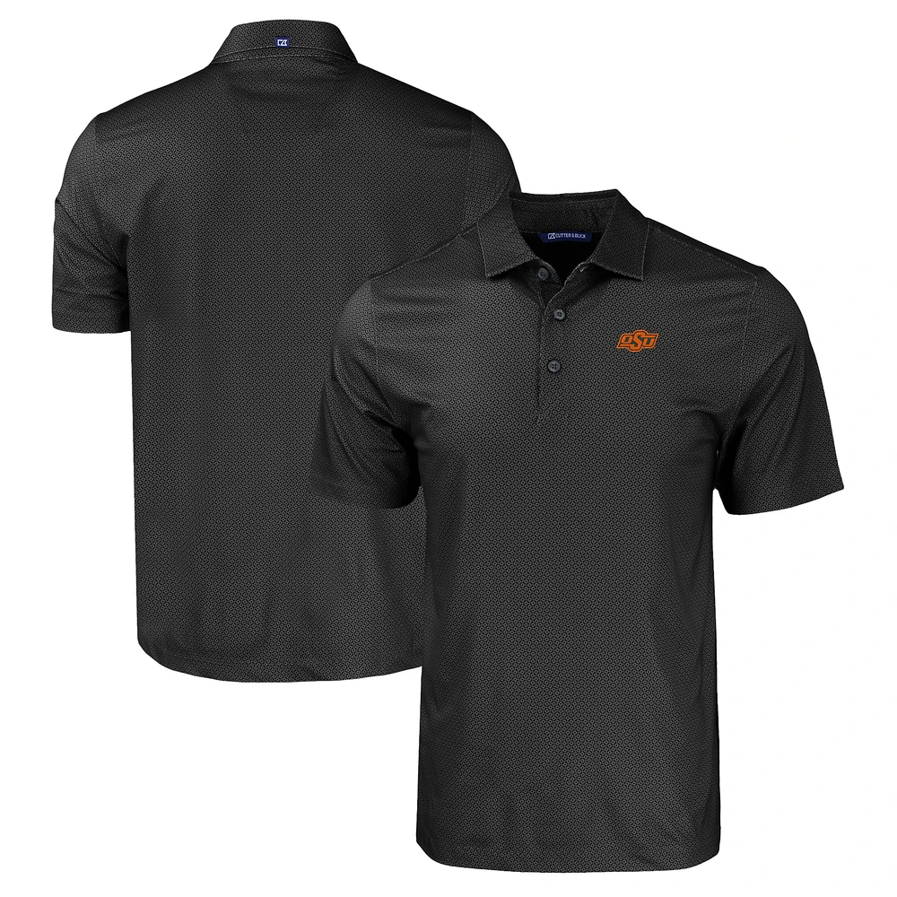 Men's Cutter & Buck Oklahoma State Cowboys Pike Eco Tonal Geo Print Stretch Recycled Polo
