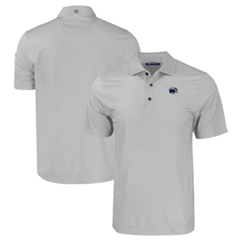 Men's Cutter & Buck Gray Penn State Nittany Lions Pike Eco Tonal Geo Print Stretch Recycled Polo