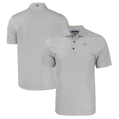 Men's Cutter & Buck Gray Southern University Jaguars Pike Eco Tonal Geo Print Stretch Recycled Polo