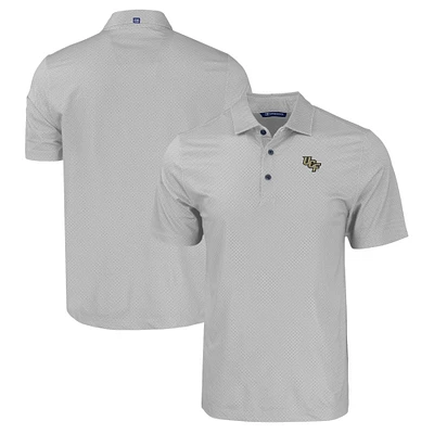 Men's Cutter & Buck Gray UCF Knights Pike Eco Tonal Geo Print Stretch Recycled Polo