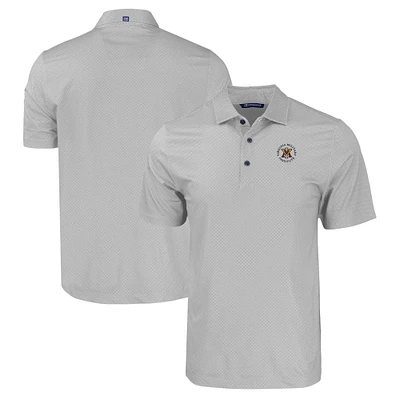 Men's Cutter & Buck Gray Virginia Military Institute Keydets Pike Eco Tonal Geo Print Stretch Recycled Polo