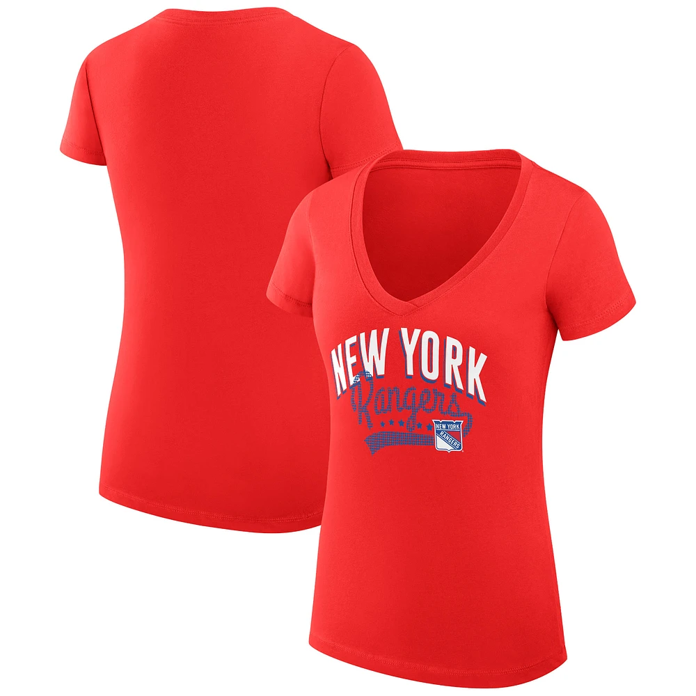 Women's G-III 4Her by Carl Banks New York Rangers Super-Slim Fit Lightweight Filigree Logo V-Neck T-Shirt