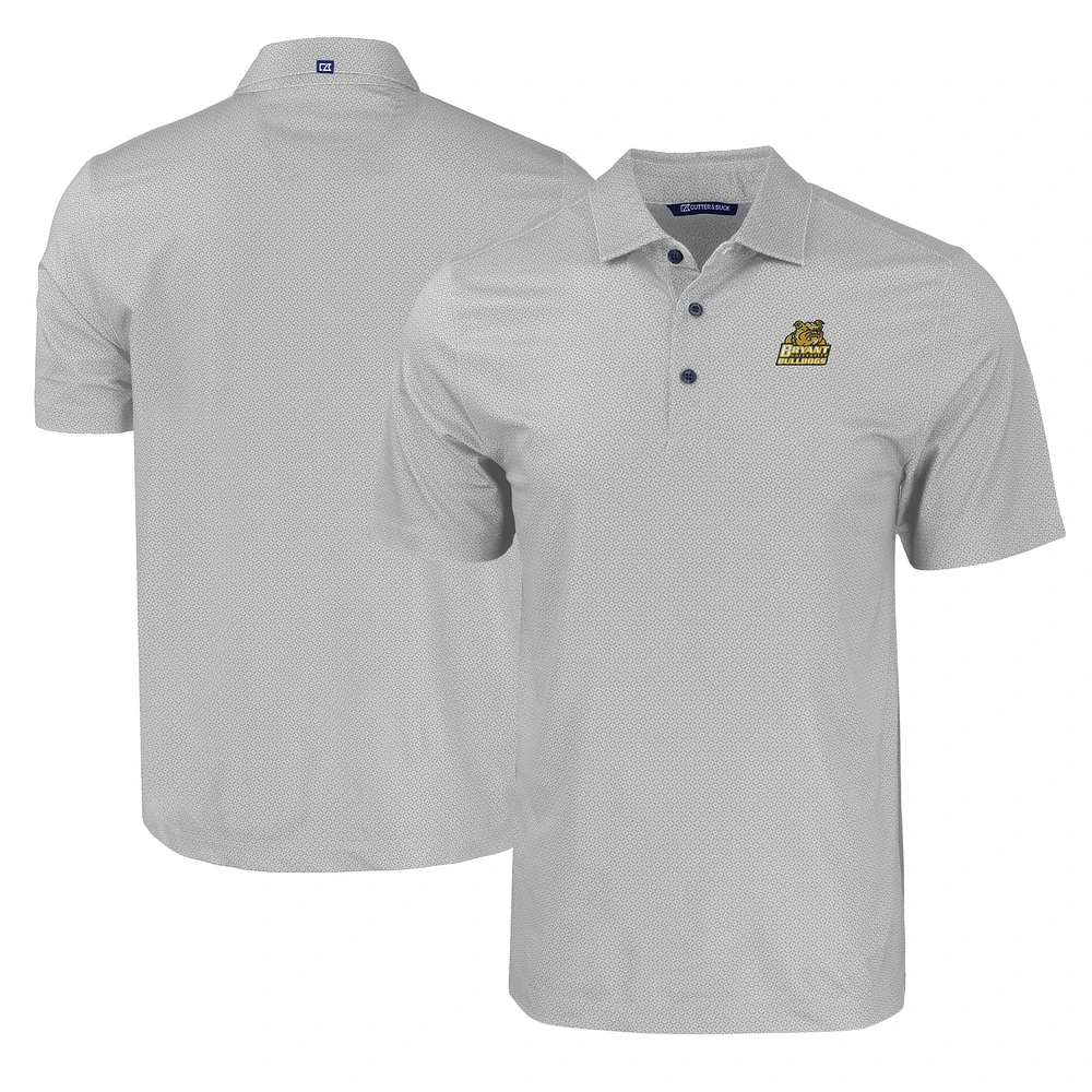 Men's Cutter & Buck Gray Bryant Bulldogs Pike Eco Tonal Geo Print Stretch Recycled Polo