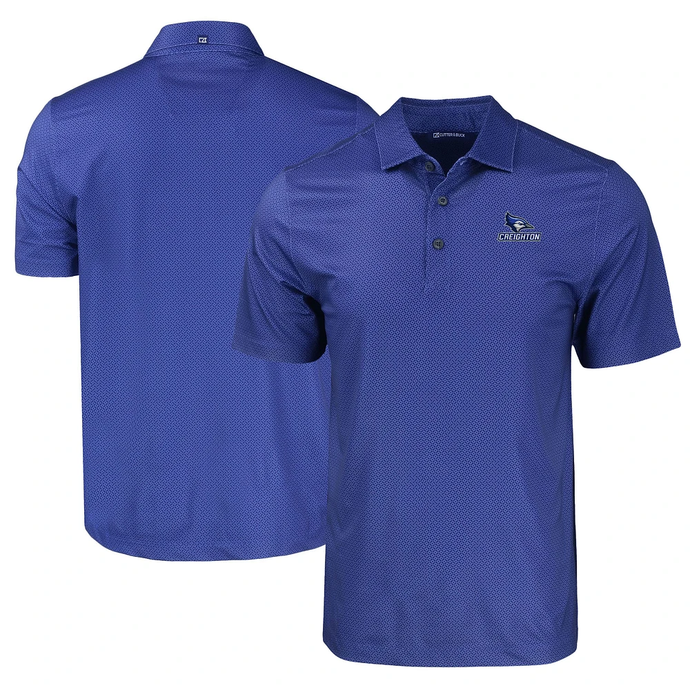 Men's Cutter & Buck Blue Creighton Bluejays Pike Eco Tonal Geo Print Stretch Recycled Polo