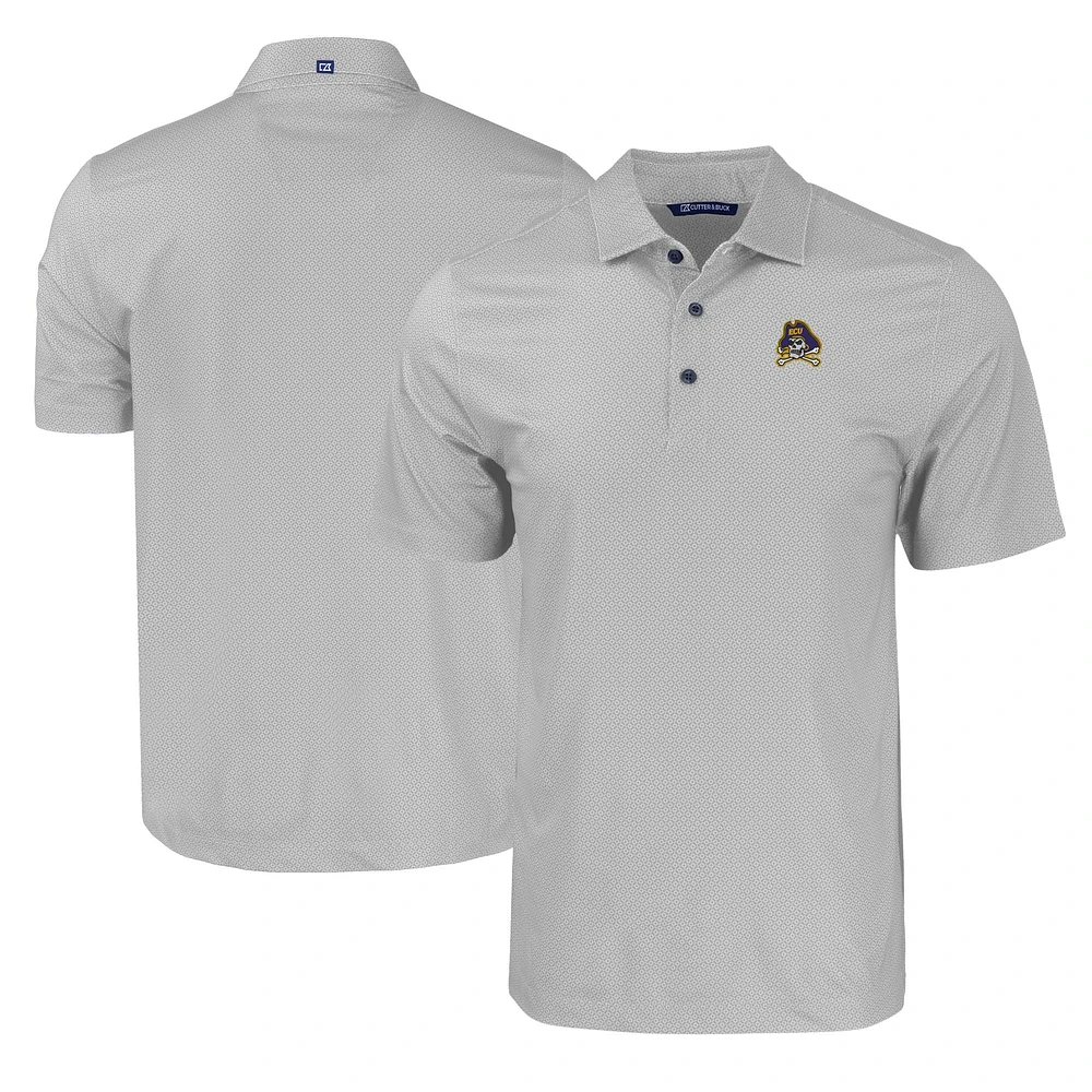 Men's Cutter & Buck Gray ECU Pirates Pike Eco Tonal Geo Print Stretch Recycled Polo