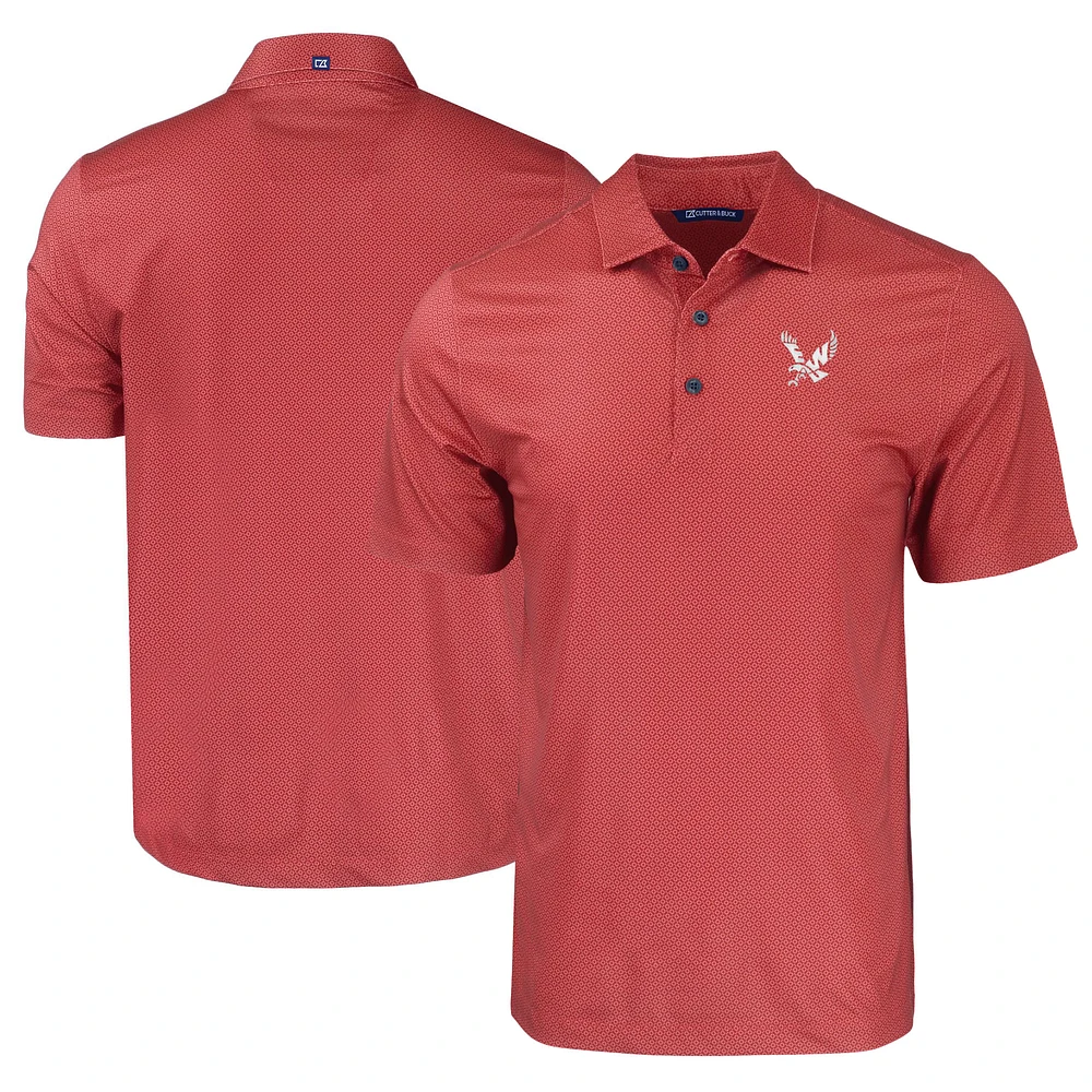 Men's Cutter & Buck Red Eastern Washington Eagles Pike Eco Tonal Geo Print Stretch Recycled Polo