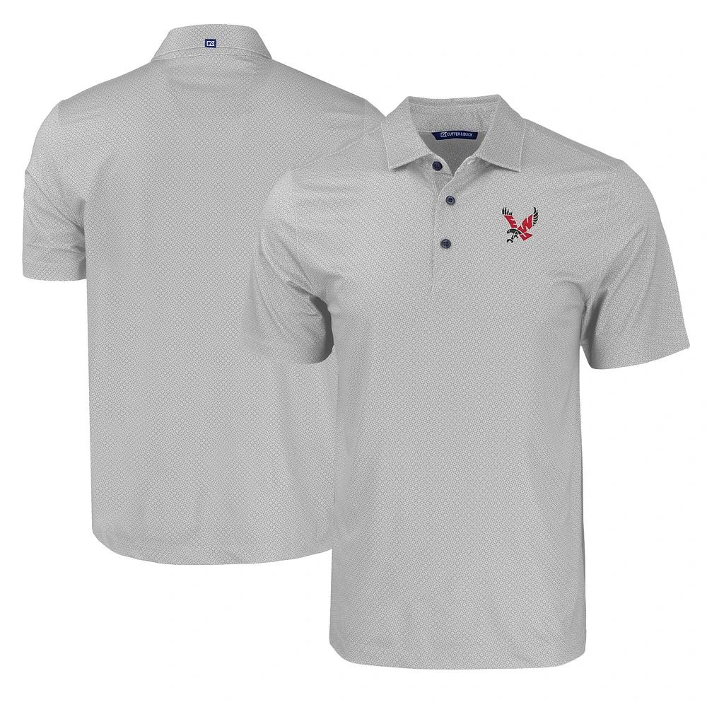 Men's Cutter & Buck Gray Eastern Washington Eagles Pike Eco Tonal Geo Print Stretch Recycled Polo