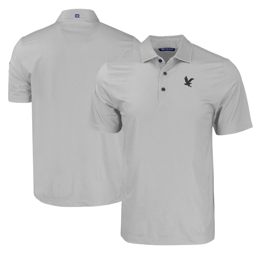 Men's Cutter & Buck Gray Embry-Riddle Eagles Pike Eco Tonal Geo Print Stretch Recycled Polo