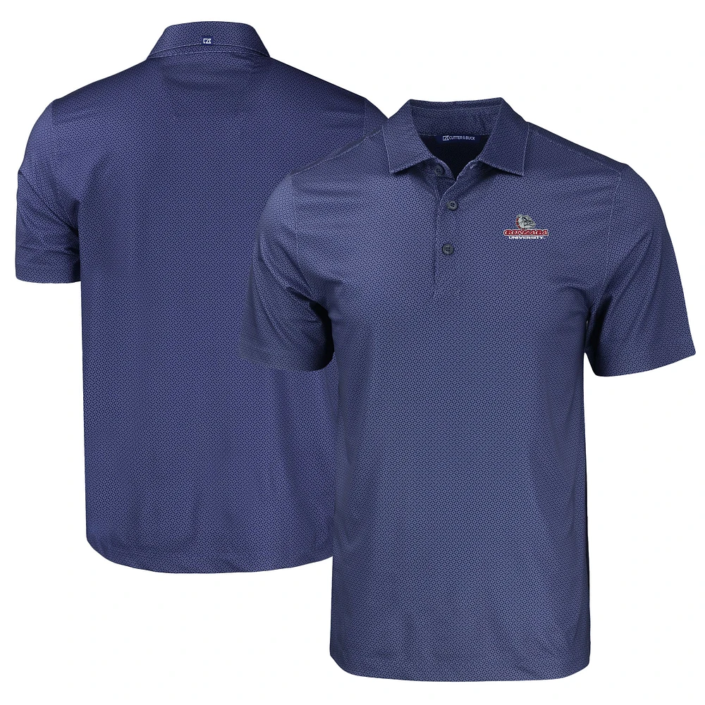 Men's Cutter & Buck Navy Gonzaga Bulldogs Pike Eco Tonal Geo Print Stretch Recycled Polo
