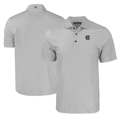 Men's Cutter & Buck Gray Holy Cross Crusaders Pike Eco Tonal Geo Print Stretch Recycled Polo