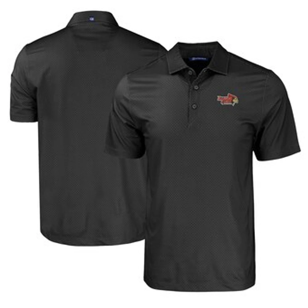 Men's Cutter & Buck Black Illinois State Redbirds Pike Eco Tonal Geo Print Stretch Recycled Polo