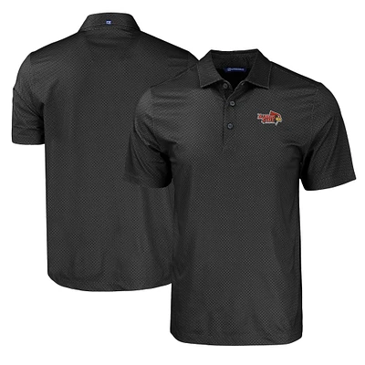 Men's Cutter & Buck Black Illinois State Redbirds Pike Eco Tonal Geo Print Stretch Recycled Polo