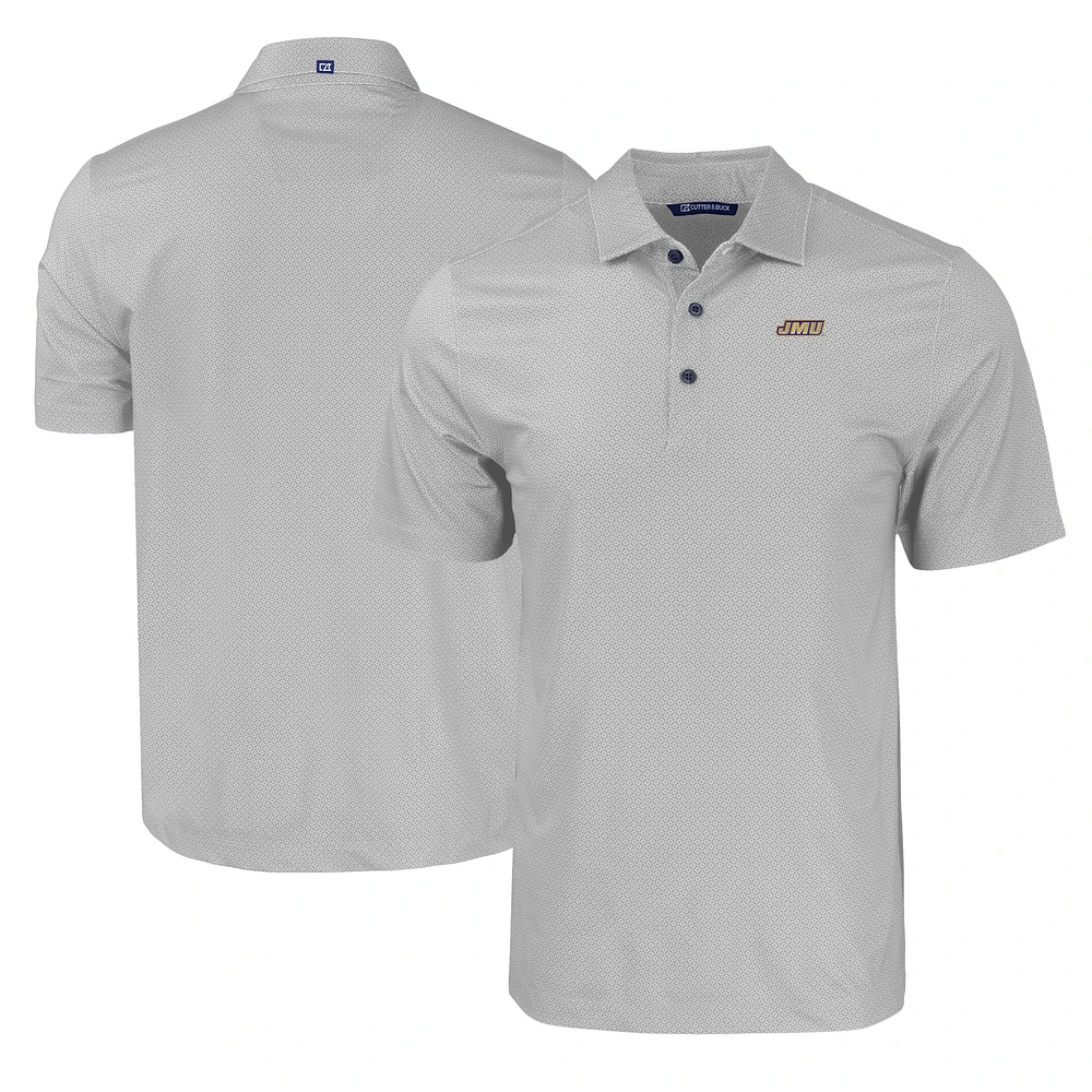 Men's Cutter & Buck Gray James Madison Dukes Pike Eco Tonal Geo Print Stretch Recycled Polo