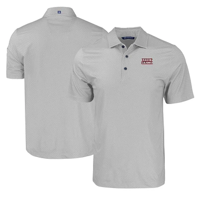 Men's Cutter & Buck Gray Louisiana Ragin' Cajuns Pike Eco Tonal Geo Print Stretch Recycled Polo