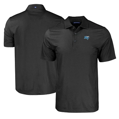 Men's Cutter & Buck Black MTSU Blue Raiders Pike Eco Tonal Geo Print Stretch Recycled Polo