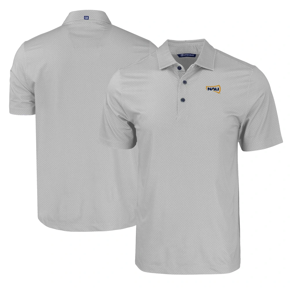 Men's Cutter & Buck Gray Northern Arizona Lumberjacks Pike Eco Tonal Geo Print Stretch Recycled Polo