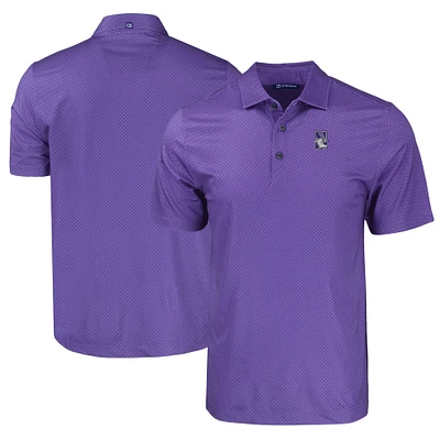 Men's Cutter & Buck Purple Northwestern Wildcats Pike Eco Tonal Geo Print Stretch Recycled Polo
