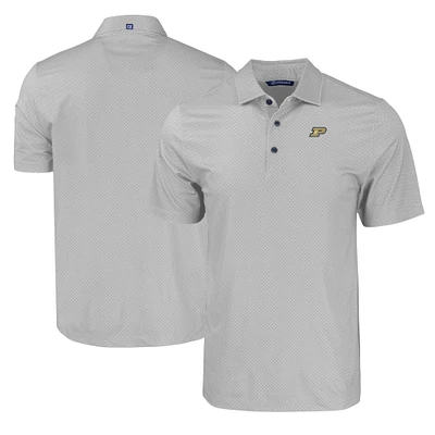 Men's Cutter & Buck Gray Purdue Boilermakers Pike Eco Tonal Geo Print Stretch Recycled Polo