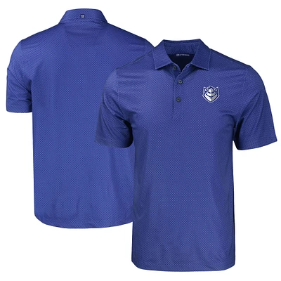 Men's Cutter & Buck Blue Saint Louis Billikens Pike Eco Tonal Geo Print Stretch Recycled Polo
