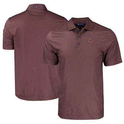 Men's Cutter & Buck Maroon Texas State Bobcats Pike Eco Tonal Geo Print Stretch Recycled Polo
