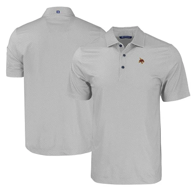 Men's Cutter & Buck Gray Texas State Bobcats Pike Eco Tonal Geo Print Stretch Recycled Polo