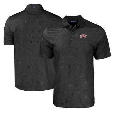 Men's Cutter & Buck Black UNLV Rebels Pike Eco Tonal Geo Print Stretch Recycled Polo