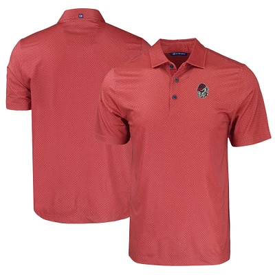 Men's Cutter & Buck Red Georgia Bulldogs Pike Eco Tonal Geo Print Stretch Recycled Polo