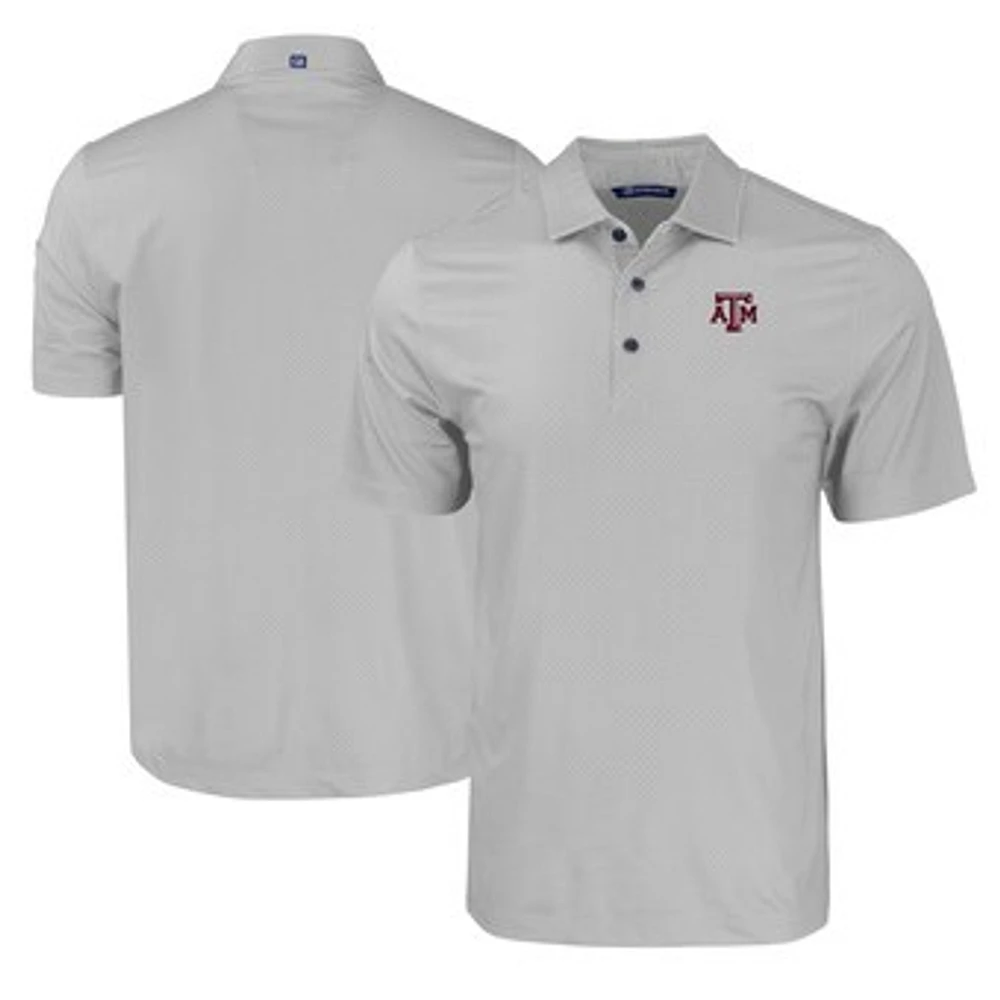 Men's Cutter & Buck Gray Texas A&M Aggies Pike Eco Tonal Geo Print Stretch Recycled Polo