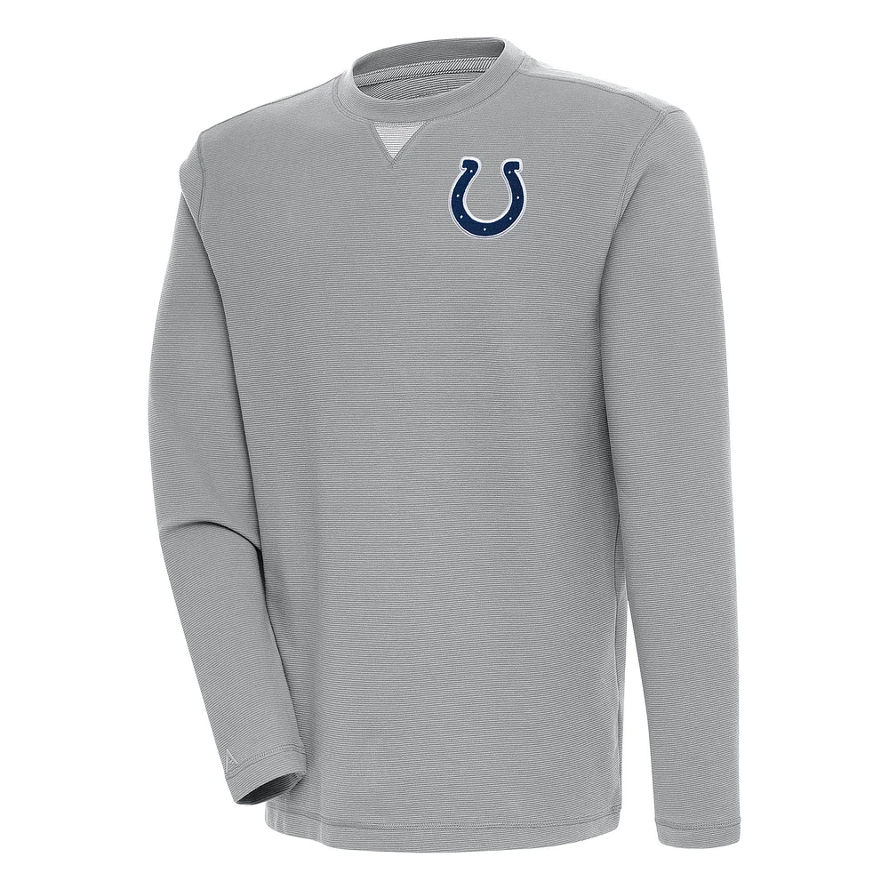 Men's Antigua Gray Indianapolis Colts Flier Bunker Pullover Sweatshirt