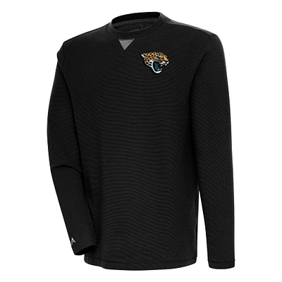 Men's Antigua Black Jacksonville Jaguars Flier Bunker Pullover Sweatshirt