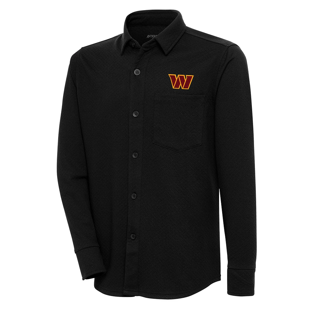 Men's Antigua Black Washington Commanders Streamer Button-Up Shacket