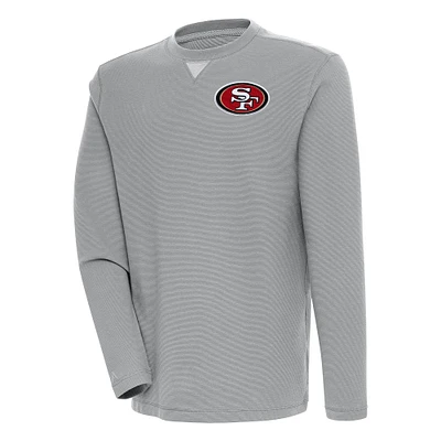 Men's Antigua Gray San Francisco 49ers Flier Bunker Pullover Sweatshirt