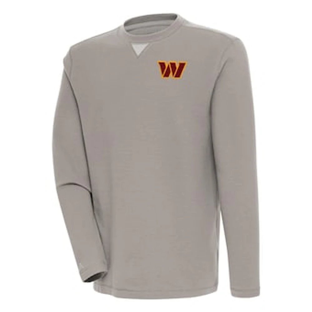 Men's Antigua Oatmeal Washington Commanders Flier Bunker Pullover Sweatshirt