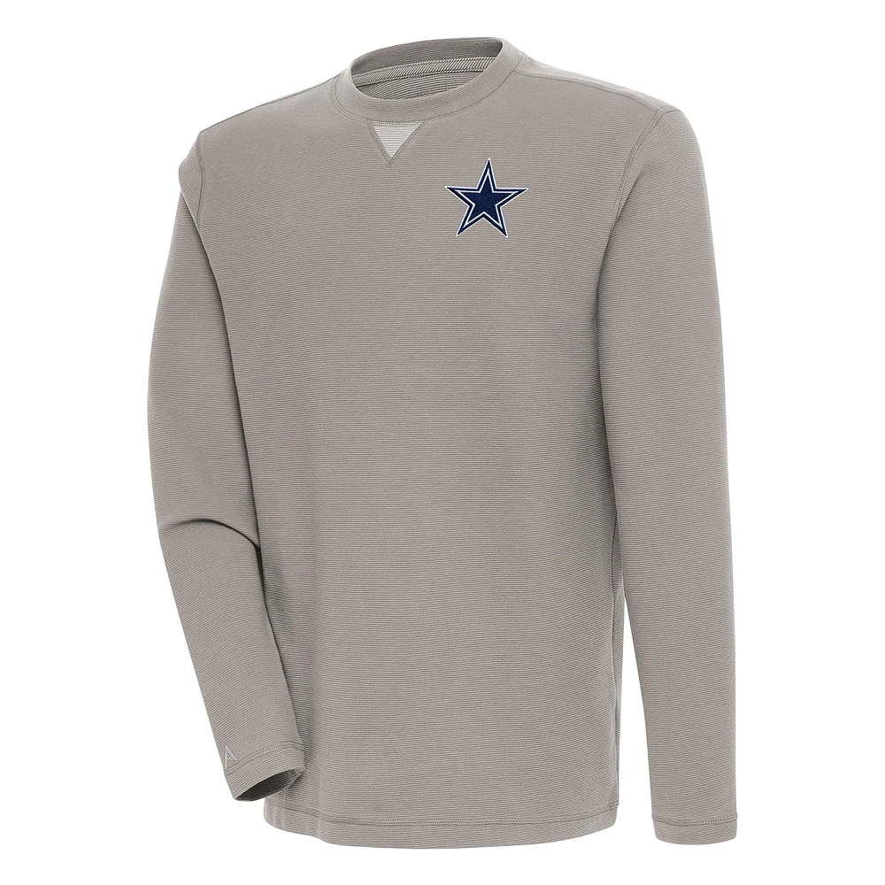 Men's Antigua Gray Dallas Cowboys Flier Bunker Pullover Sweatshirt