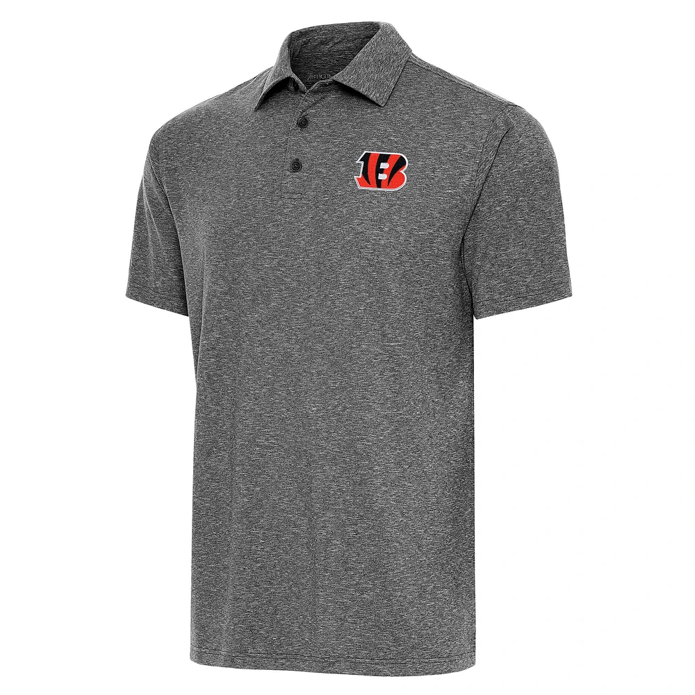 Men's Antigua Heather Black Cincinnati Bengals Par Polo