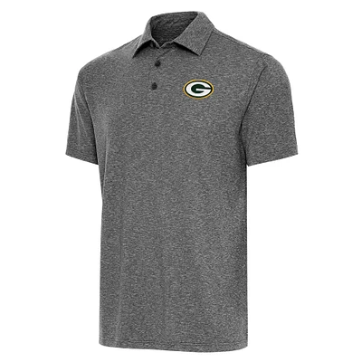 Men's Antigua  Heather Black Green Bay Packers Par Polo
