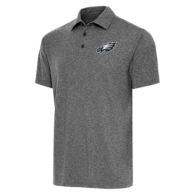 Men's Antigua Heather Black Philadelphia Eagles Par Polo