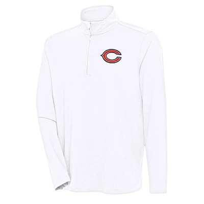 Men's Antigua White Chicago Bears Hunk Quarter-Zip Pullover Top