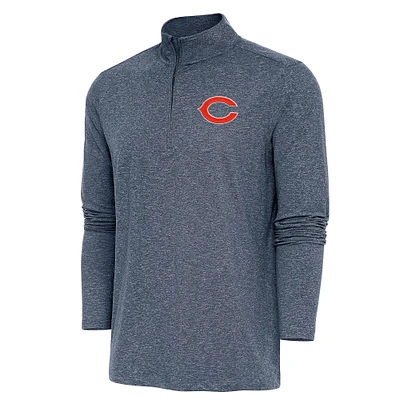 Men's Antigua Heather Navy Chicago Bears Hunk Quarter-Zip Pullover Top