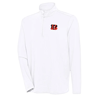 Men's Antigua White Cincinnati Bengals Hunk Quarter-Zip Pullover Top