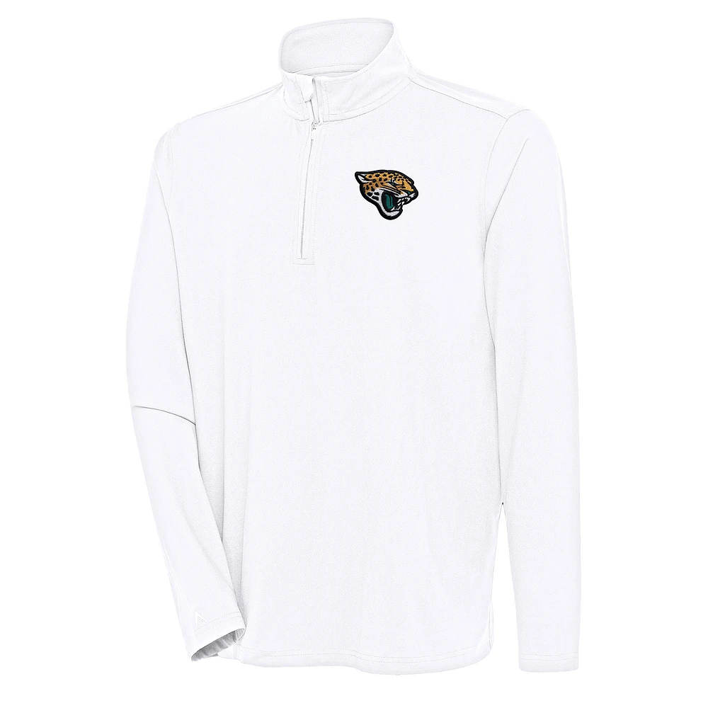 Men's Antigua White Jacksonville Jaguars Hunk Quarter-Zip Pullover Top