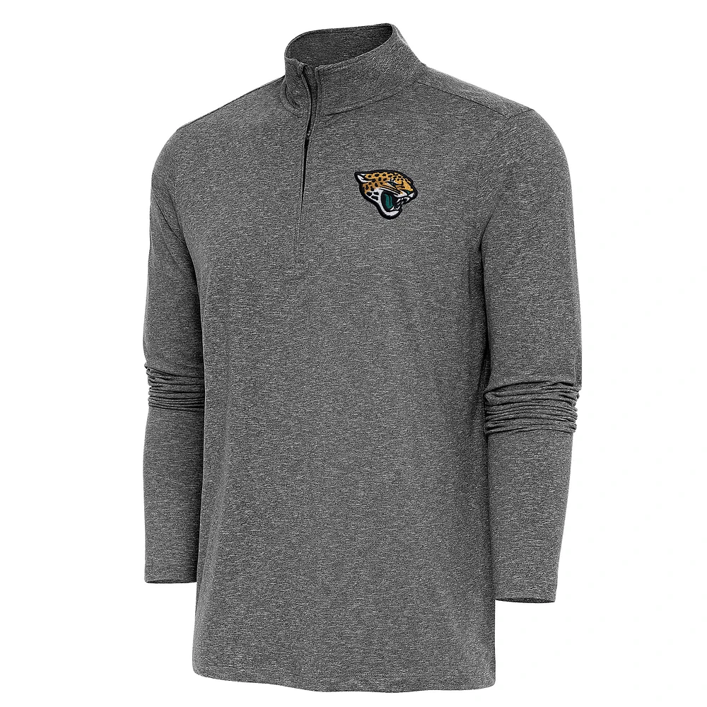 Men's Antigua Heather Jacksonville Jaguars Hunk Quarter-Zip Pullover Top