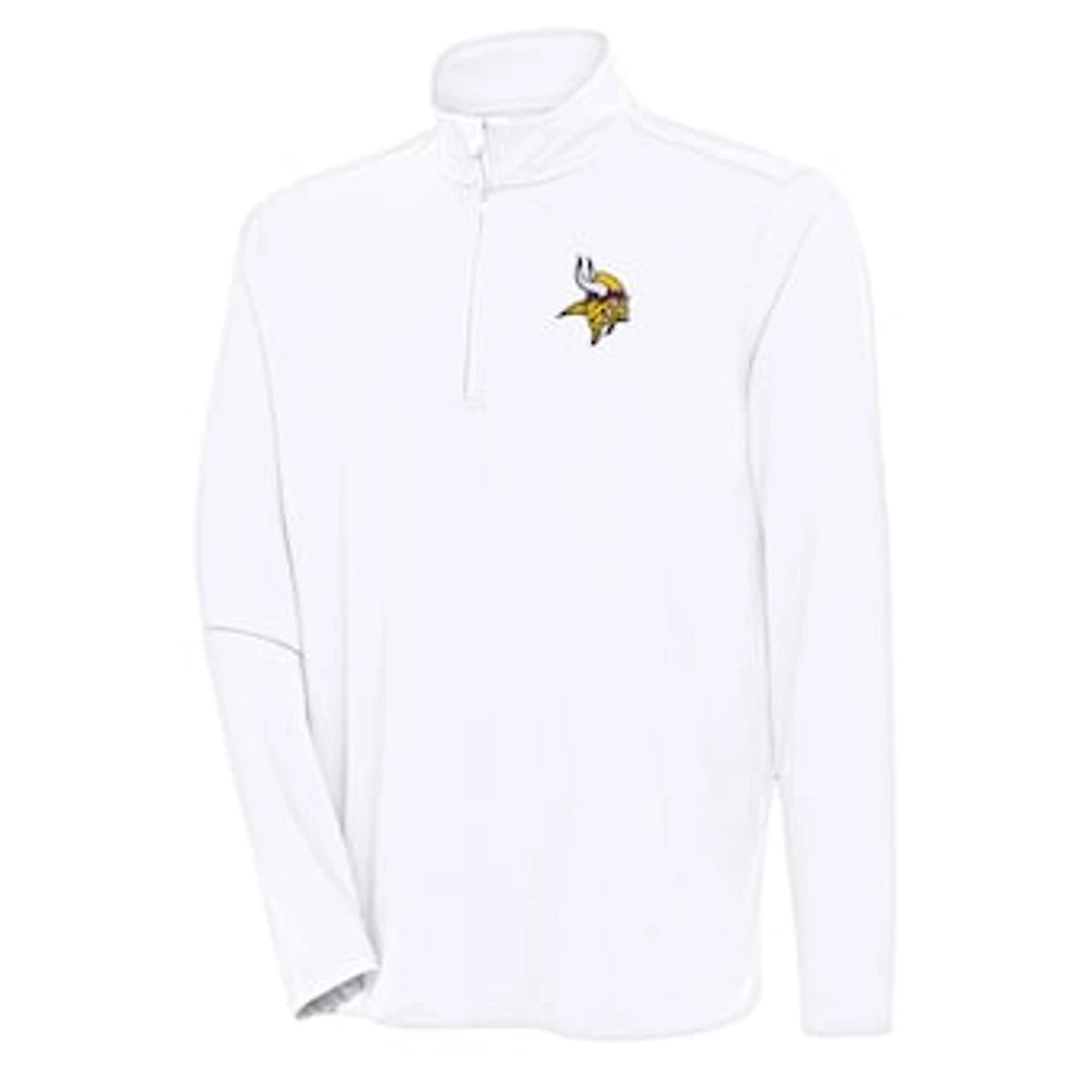 Men's Antigua White Minnesota Vikings Hunk Quarter-Zip Pullover Top