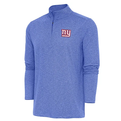 Men's Antigua Heather Royal New York Giants Hunk Quarter-Zip Pullover Top
