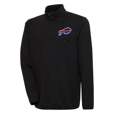 Men's Antigua Black Buffalo Bills Streamer Quarter-Snap Pullover Jacket
